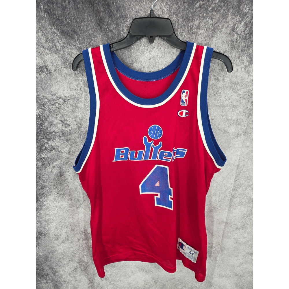 Vintage Chris Webber #4 Champion Jersey Mens 44 Washington Bullets NBA USA